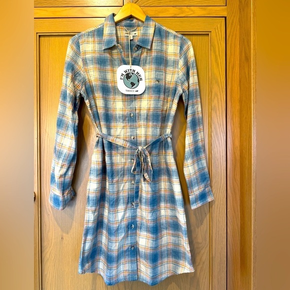 Toad&Co Dresses & Skirts - NWT Toad & Co Re-Form Flannel Shirtdress Almond / Plaid / Small